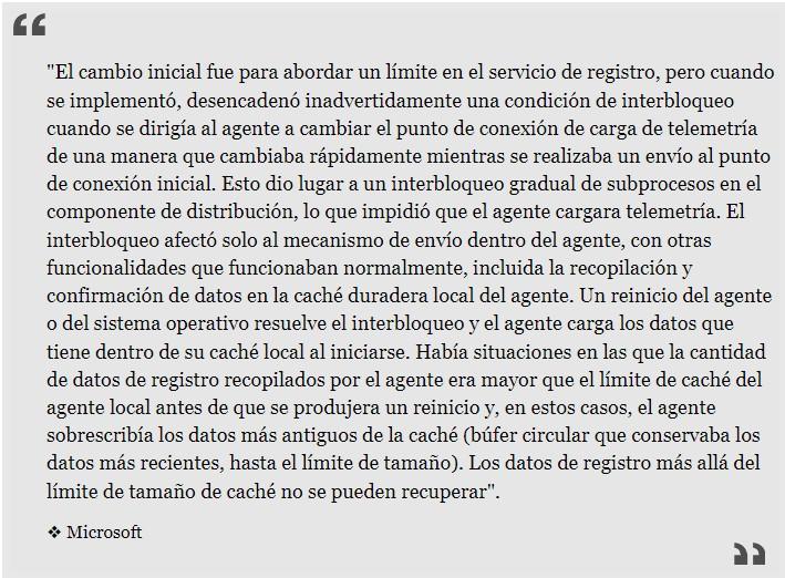 Microsoft advierte sobre pérdida de logs de seguridad durante casi un mes