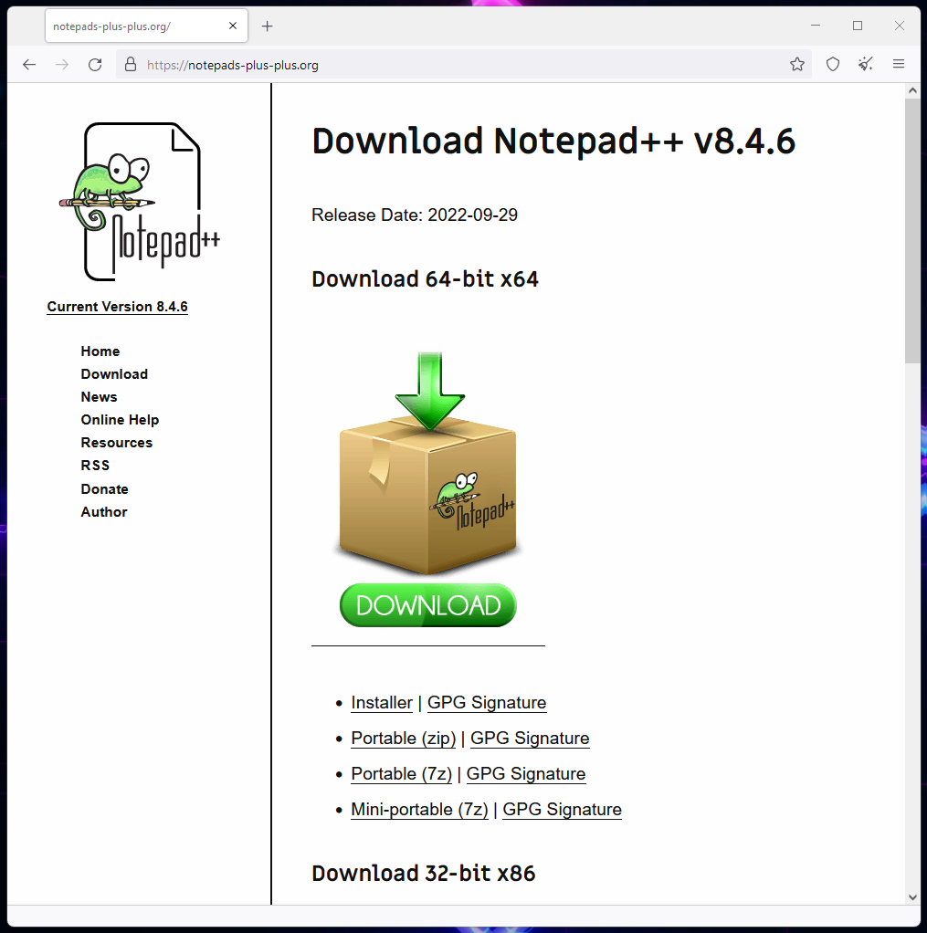 Sitio falso de Notepad ++ que ofrece Vidar Stealer