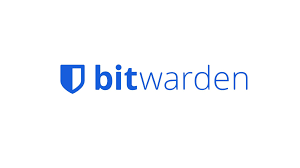 Bitwarden brand logo featuring a blue shield icon on a white background.