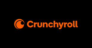 Crunchyroll logo with an orange circular icon and the word 'Crunchyroll' on a black background.